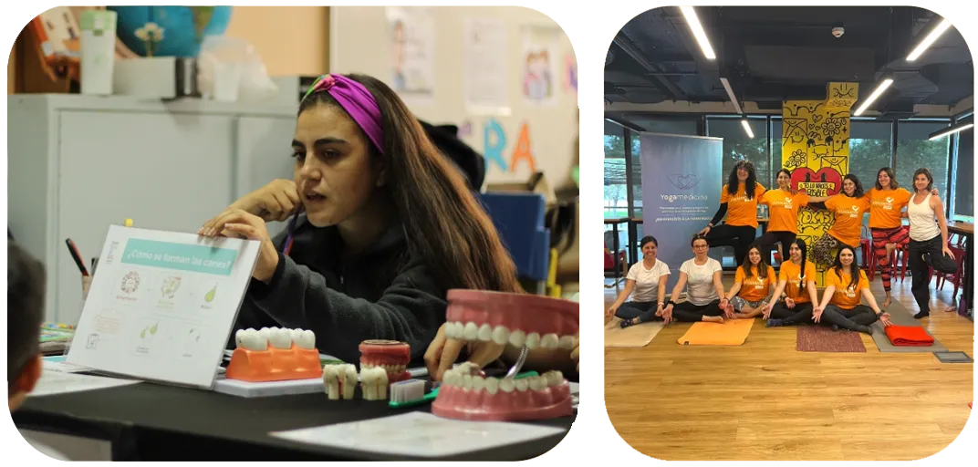 Un taller de salud dental y una clase de yoga
