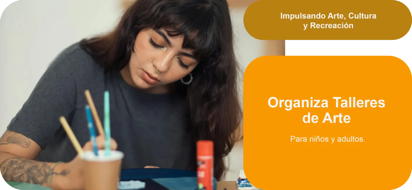 Organiza talleres de arte para niños y adultos.